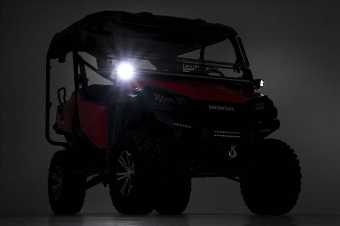 LED Light Kit Cage Mount 2 Inch Black Pair White DRL Honda Pioneer 1000/Pioneer 1000-6 Rough Country