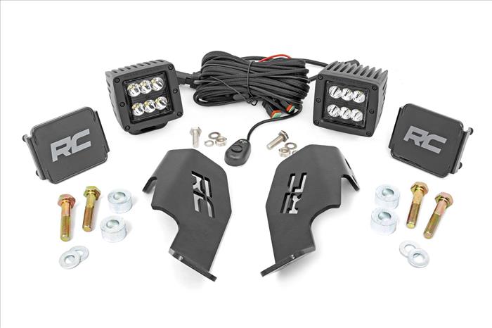 LED Light Kit Cage Mount 2 Inch Black Pair Honda Talon 1000 Rough Country