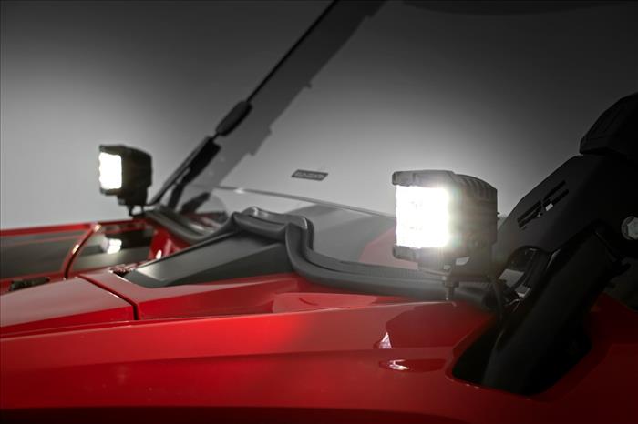 LED Light Kit Cage Mount 2 Inch Chrome Pair Wide Angle Honda Talon 1000 Rough Country