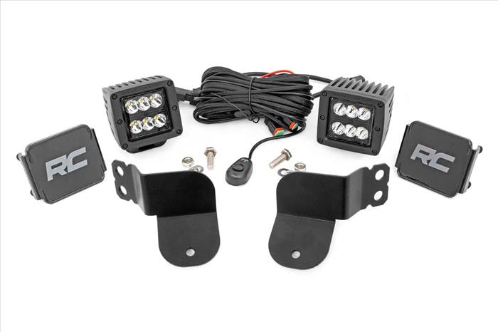 LED Light Kit Cage Mount 2 Inch Black Pair Spot Polaris General XP 4 1000 Rough Country