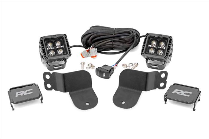 LED Light Kit Cage Mount 2 Inch Black Pair Amber DRL Polaris General XP 4 1000 Rough Country