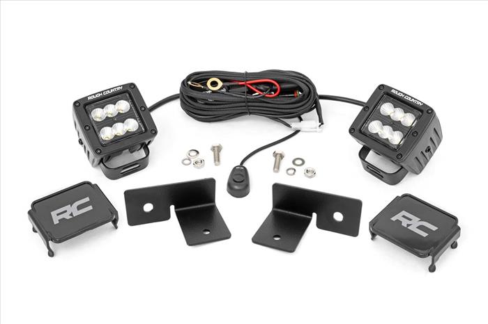LED Light Kit Under Bed Mount 2 Inch Black Pair Spot Polaris General XP 4 1000 Rough Country