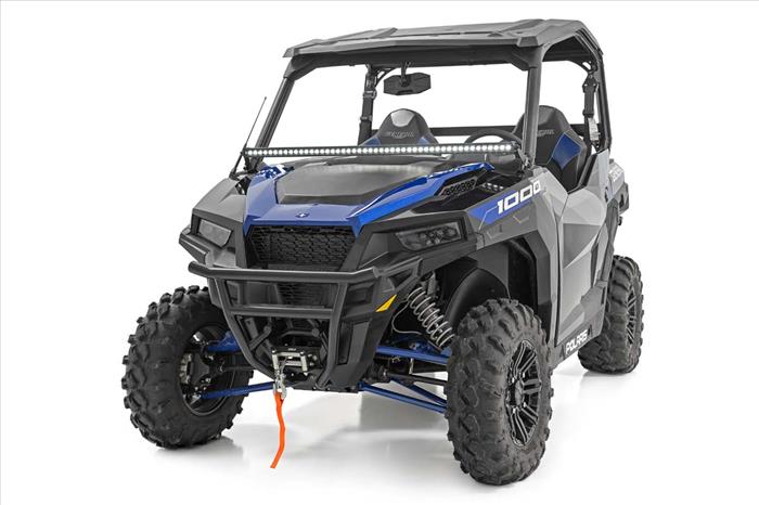 LED Light Kit Lower Windshield 50 Inch Black Single Row White DRL Polaris General XP 4 1000 Rough Country