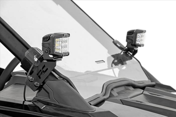 LED Light Kit A Pillar Mount 2 Inch Black Pair Flood Polaris RZR PRO XP Rough Country