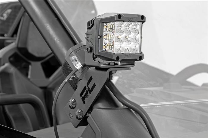 LED Light Kit A Pillar Mount 2 Inch Black Pair Flood Polaris RZR PRO XP Rough Country