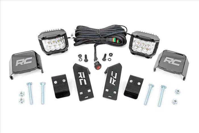 LED Light Kit A Pillar Mount 2 Inch Chrome Pair Wide Angle Polaris RZR PRO XP Rough Country