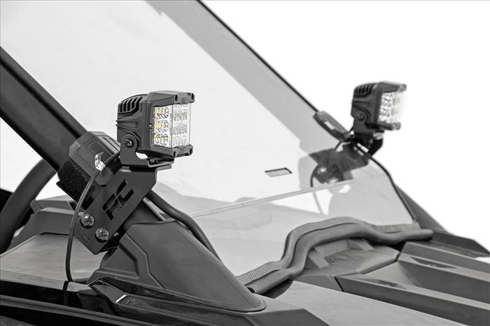 LED Light Kit A Pillar Mount 2 Inch Chrome Pair Wide Angle Polaris RZR PRO XP Rough Country