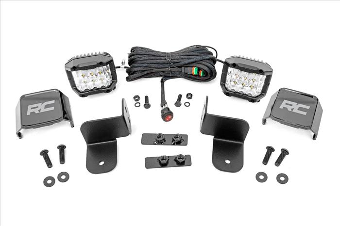 LED Light Kit Rear Mount 2 Inch Chrome Pair Wide Angle Polaris Ranger XP 1000 Rough Country