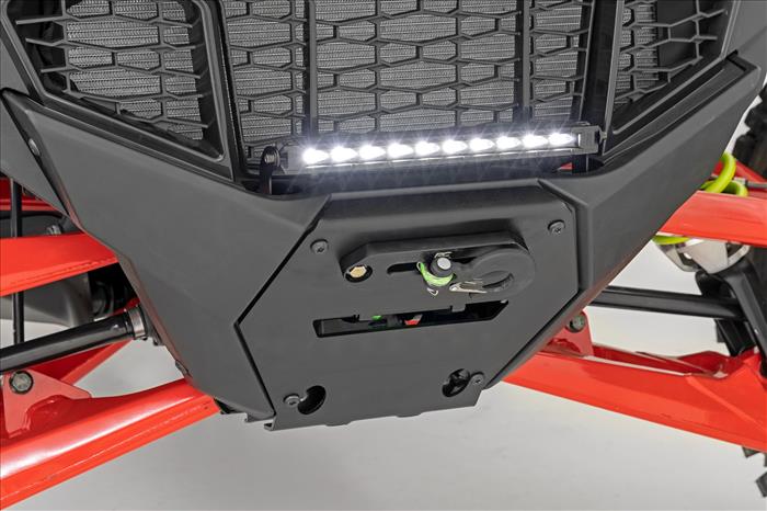LED Light Winch Mount Front 10 Inch Black Slimline Polaris RZR Pro R Rough Country