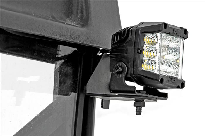 LED Light RR Cage Mount 2 Inch Black Flood Pair Polaris Ranger 1000/Ranger XP 900/1000 Rough Country