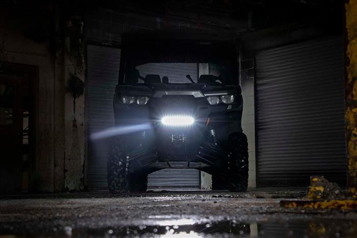 LED Light Bumper Mount 12 Inch Black Single Row White DRL Can-Am Defender HD 8/HD 9/HD 10 Rough Country