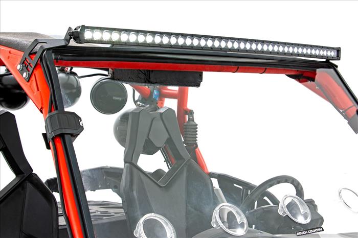 LED Light Kit Front Mount 40 Inch Black Dual Row Amber DRL Can-Am Commander Max Rough Country