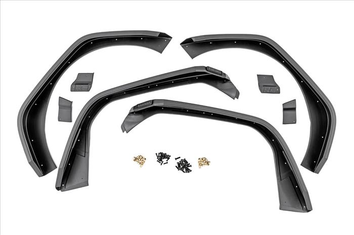 High Clearance LED Flat Fender Flare Kit UV Treated Jeep Wrangler JL (18-24) Rough Country