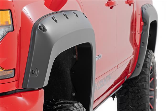 Pocket Fender Flares 6 Foot 7 Inch & 8 Foot Bed GAZ Summit White Chevy Silverado 1500 (14-18)/2500HD (15-19) Rough Country
