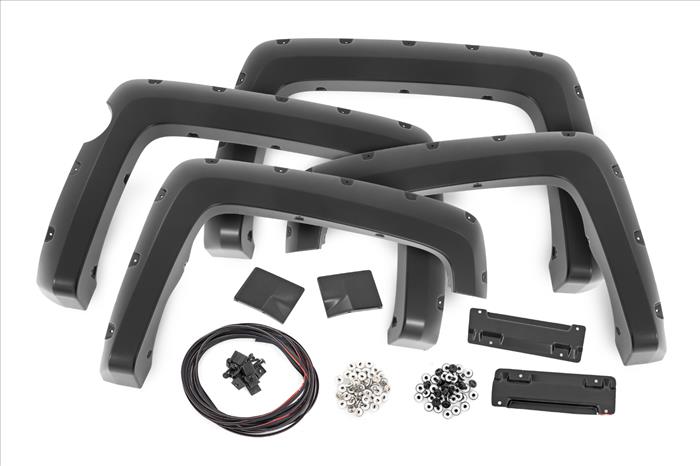 Pocket Fender Flares 5 Foot 9 Inch Bed G9K Satin Steel Chevy Silverado 1500 (14-18 & Classic) Rough Country
