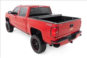 Hard Tri-Fold Flip Up Bed Cover 6 Foot 7 Inch Bed Rail Cap Silverado/Sierra 1500/2500HD/3500HD (14-19) Rough Country