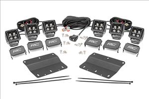LED Light Kit Fog Mount Triple 2 Inch Black Pair White DRL Ford Bronco (21-25) Rough Country