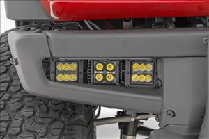 LED Light Kit Fog Mount Triple 2 Inch Black Pair White DRL Ford Bronco (21-25) Rough Country