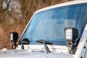 Light Mounts Lower Windshield Jeep Wrangler JK/Wrangler Unlimited (07-18) Rough Country