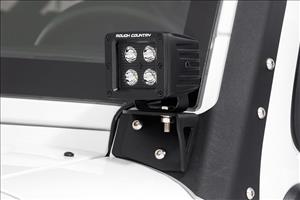 LED Light Mount Lower Windshield Pod Jeep Wrangler JK/Wrangler Unlimited (07-18) Rough Country