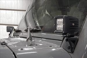 LED Light Mount Lower Windshield Pod Jeep Wrangler JK/Wrangler Unlimited (07-18) Rough Country