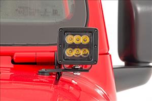 LED Light Kit Hinge Mount 2 Inch Black Pair White DRL Jeep Gladiator JT/Wrangler JL (18-26) Rough Country