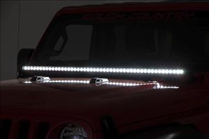 LED Light Kit Cowl Mount 50 Inch Black Single Row Jeep Gladiator JT/Wrangler JL (18-26) Rough Country