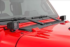 LED Light Kit Cowl Mount 2 Inch Black Pair Amber DRL Jeep Gladiator JT/Wrangler JL (18-26) Rough Country