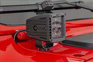 LED Light Kit Cowl Mount 2 Inch Black Pair Amber DRL Jeep Gladiator JT/Wrangler JL (18-26) Rough Country