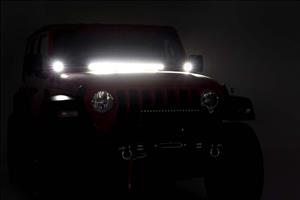 LED Light Kit Cowl Mount 2 Inch Black Pair White DRL Jeep Gladiator JT/Wrangler JL (18-26) Rough Country
