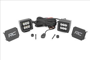 LED Light Kit Cowl Mount 2 Inch Black Pair Jeep Gladiator JT/Wrangler JL (18-26) Rough Country