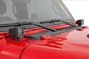LED Light Kit Cowl Mount 2 Inch Black Pair Jeep Gladiator JT/Wrangler JL (18-26) Rough Country