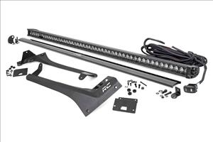 LED Light Kit Windshield 50 Inch Black Single Row WHT DRL Jeep Gladiator JT/Wrangler JL (18-26) Rough Country