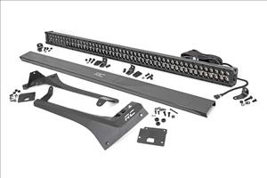 LED Light Kit Windshield 50 Inch Black Dual Row Amber DRL Jeep Gladiator JT/Wrangler JL (18-26) Rough Country