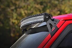 LED Light Kit Windshield Mount 50 Inch Black Dual Row Jeep Cherokee XJ (84-01) Rough Country