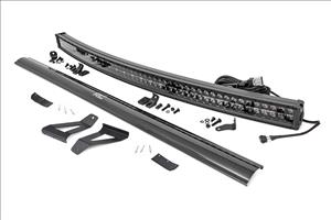 LED Light Kit Windshield Mount 50 Inch Black Dual Row White DRL Jeep Cherokee XJ (84-01) Rough Country