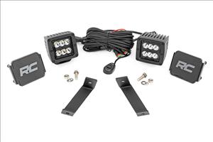 LED Light Kit Ditch Mount 2 Inch Black Pair Spot Jeep Cherokee KL (14-21) Rough Country