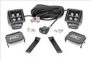 LED Light Kit Ditch Mount 2 Inch Black Pair White DRL Jeep Cherokee KL (14-21) Rough Country