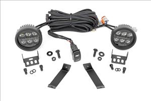 LED Light Kit Ditch Mount Black Series Round 3.5 Inch Amber DRL Jeep Cherokee KL (14-21) Rough Country