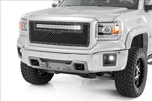 Mesh Grille 30 Inch Dual Row LED Black Amber DRL GMC Sierra 1500 (14-15) Rough Country
