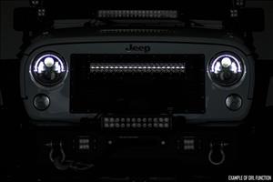 Mesh Grille 30 Inch Dual Row LED Black White DRL GMC Sierra 1500 (14-15) Rough Country