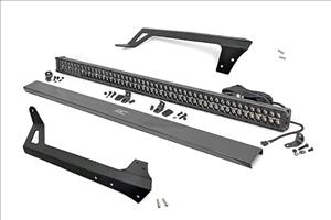 LED Light Windshield Mnt 50 Inch Black Dual Row Amber DRL Jeep Wrangler JK (07-18) Rough Country