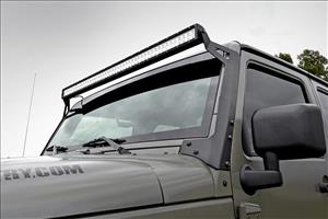 LED Light Windshield Mnt 50 Inch Black Dual Row Amber DRL Jeep Wrangler JK (07-18) Rough Country