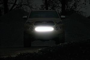 LED Light Kit Lower Grille Mount 30 Inch Black Single Row White DRL Toyota Tacoma (16-23) Rough Country