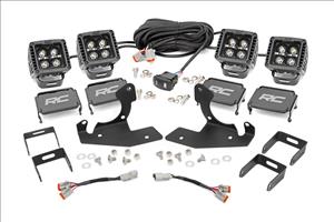 LED Light Kit Fog Mount 2 Inch Black Pair Amber DRL Chevy Silverado 2500 HD/3500 HD (11-14) Rough Country