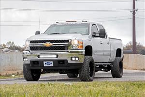 LED Light Kit Fog Mount 2 Inch Black Pair Amber DRL Chevy Silverado 2500 HD/3500 HD (11-14) Rough Country