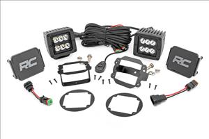 LED Light Kit Fog Mount 2 Inch Black Pair Jeep Wrangler JK/Wrangler Unlimited (10-18) Rough Country