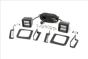 LED Light Kit Fog Mount 2 Inch Black Pair GMC Sierra 1500 2WD/4WD (14-15) Rough Country