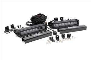 LED Light Kit Grille Mount 8 Inch Black Pair Ford F-250 Super Duty (17-19) Rough Country