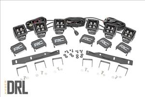 LED Light Kit Fog Mount Triple 2 Inch Black Pair Amber DRL Ford Raptor (17-20) Rough Country